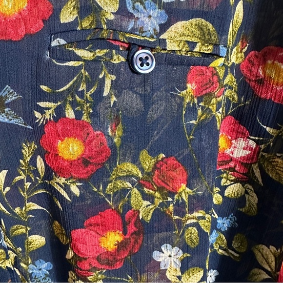 Kut from the Kloth size large sheer blue floral blouse, v-neck, tunic - Picture 4 of 10